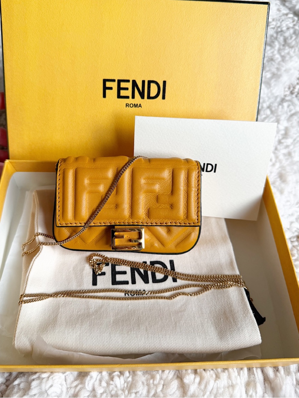 Fendi Zucca FF Baguette Super Nano crossbody bag , charm, earpod purse - Picture 12 of 13